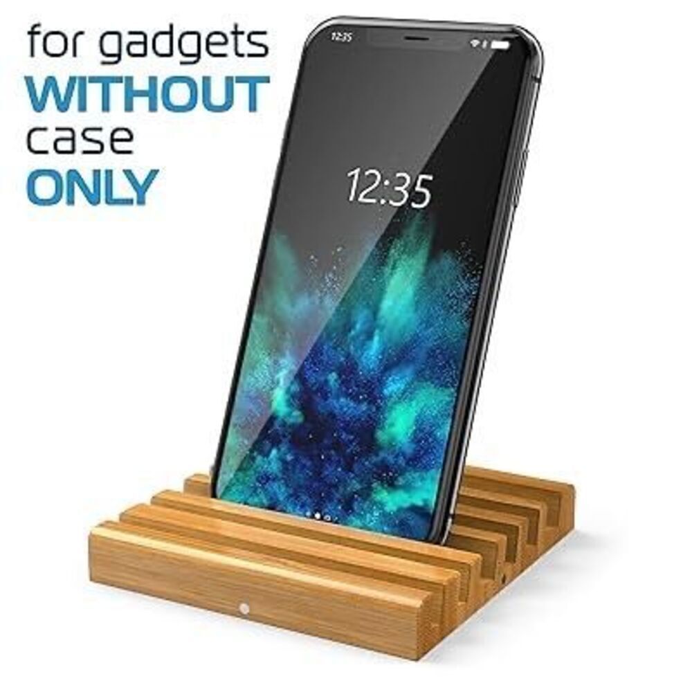 2ARTEAM Phone Holder Bamboo Wooden Desk Stand Holder